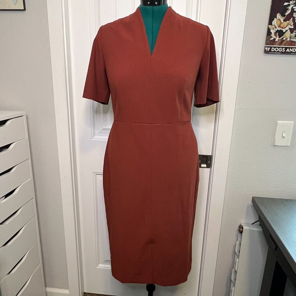 Ann Taylor Elbow Sleeve V-Neck Sheath Dress
